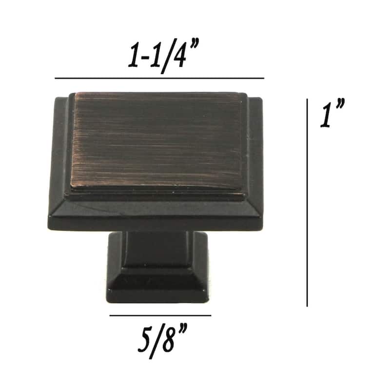 Contemporary 1-1/4-inch Roma Stainless Steel Oil Rubbed Bronze Finish Square Cabinet Bar Pull Knob (Case of 5)