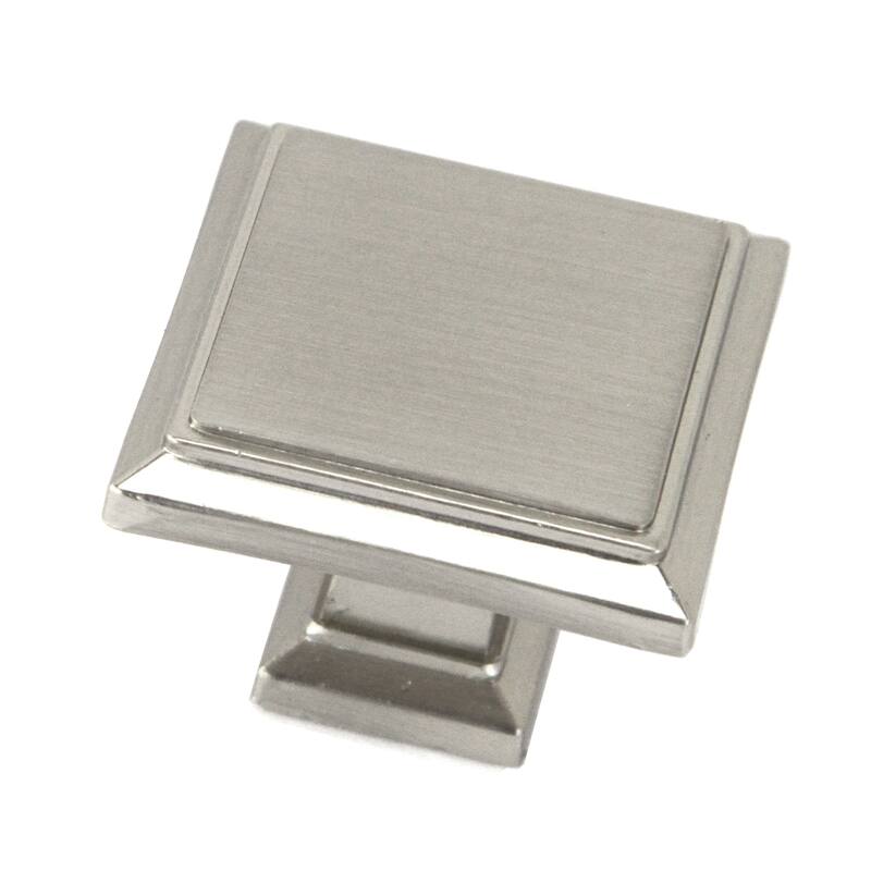 Contemporary 1-1/4-inch Roma Stainless Steel Brushed Nickel Finish Square Cabinet Bar Pull Knob (Case of 15)