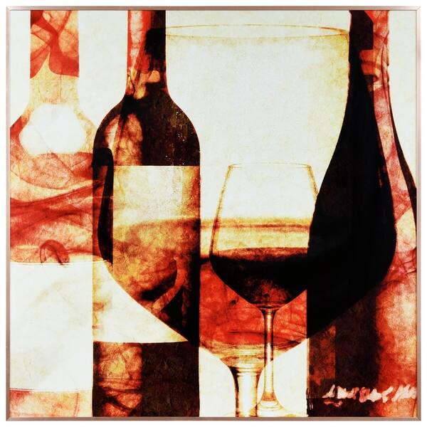 Shop Wine Bottles 2 Glass Art Metal Rose Gold Frame Wall Art