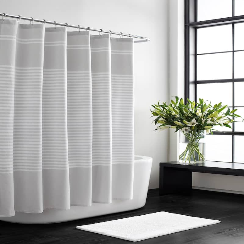 Vera Wang Seersucker Stripe Shower Curtain - 72x70 - Blue