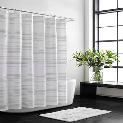 Vera Wang Irregular Stripe White Oat Shower Curtain