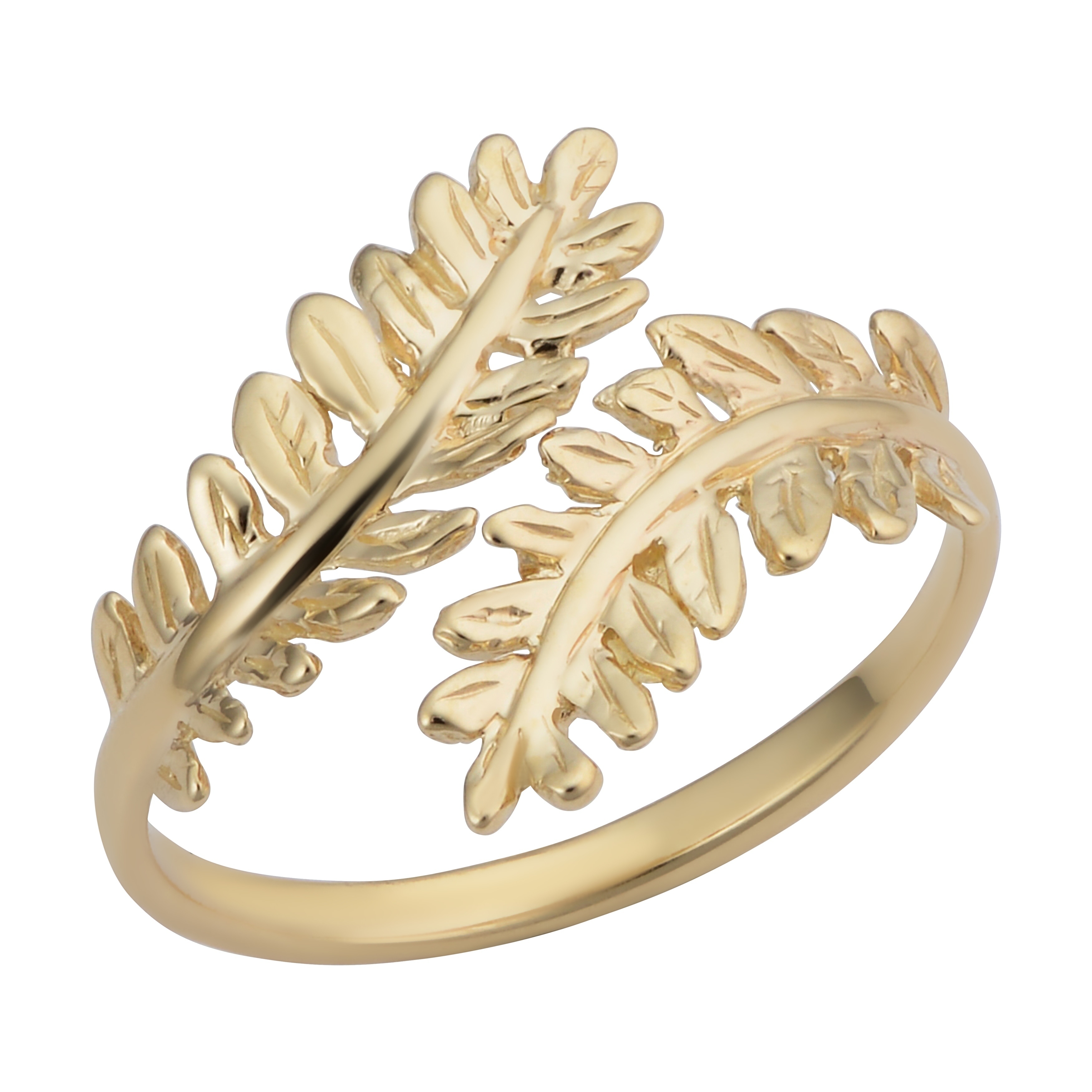 Au Naturale 14k Yellow Gold Olive Branch Bypass Ring (size 6, 7, 8)