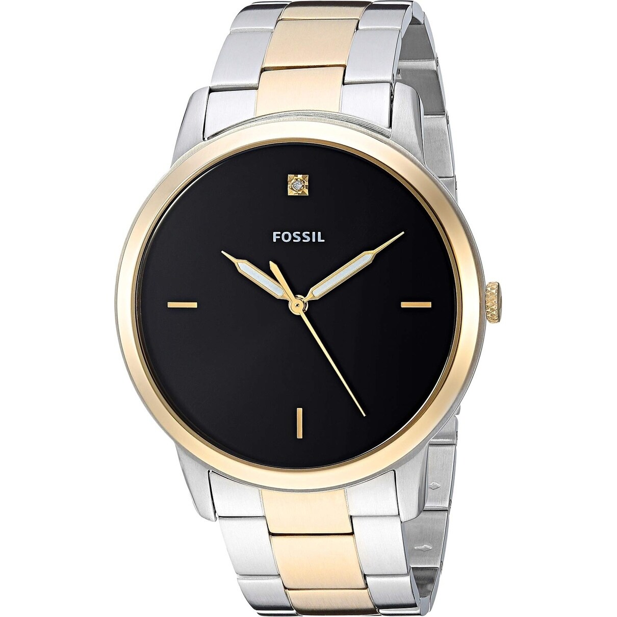 gold and silver fossil watch men's