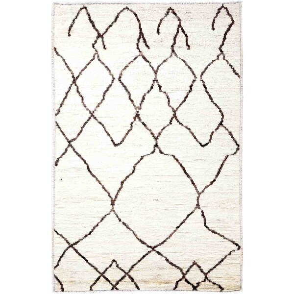 Moroccan, Hand Knotted Area Rug - 3' 4" x 5' 0" - 3'4" x 5'