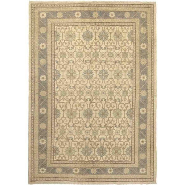 Khotan, Hand Knotted Area Rug - 6' 3" x 8' 10" - 6'3" x 8'10"