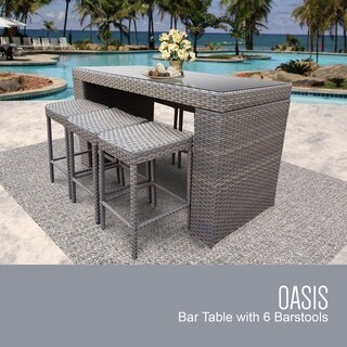 Shop Milton Outdoor 7-piece Brown Wicker Bar Set by ... Shop Milton Outdoor 7-piece Brown Wicker Bar Set by ... on Safavieh Outdoor Living Horus Dining Set id=47797