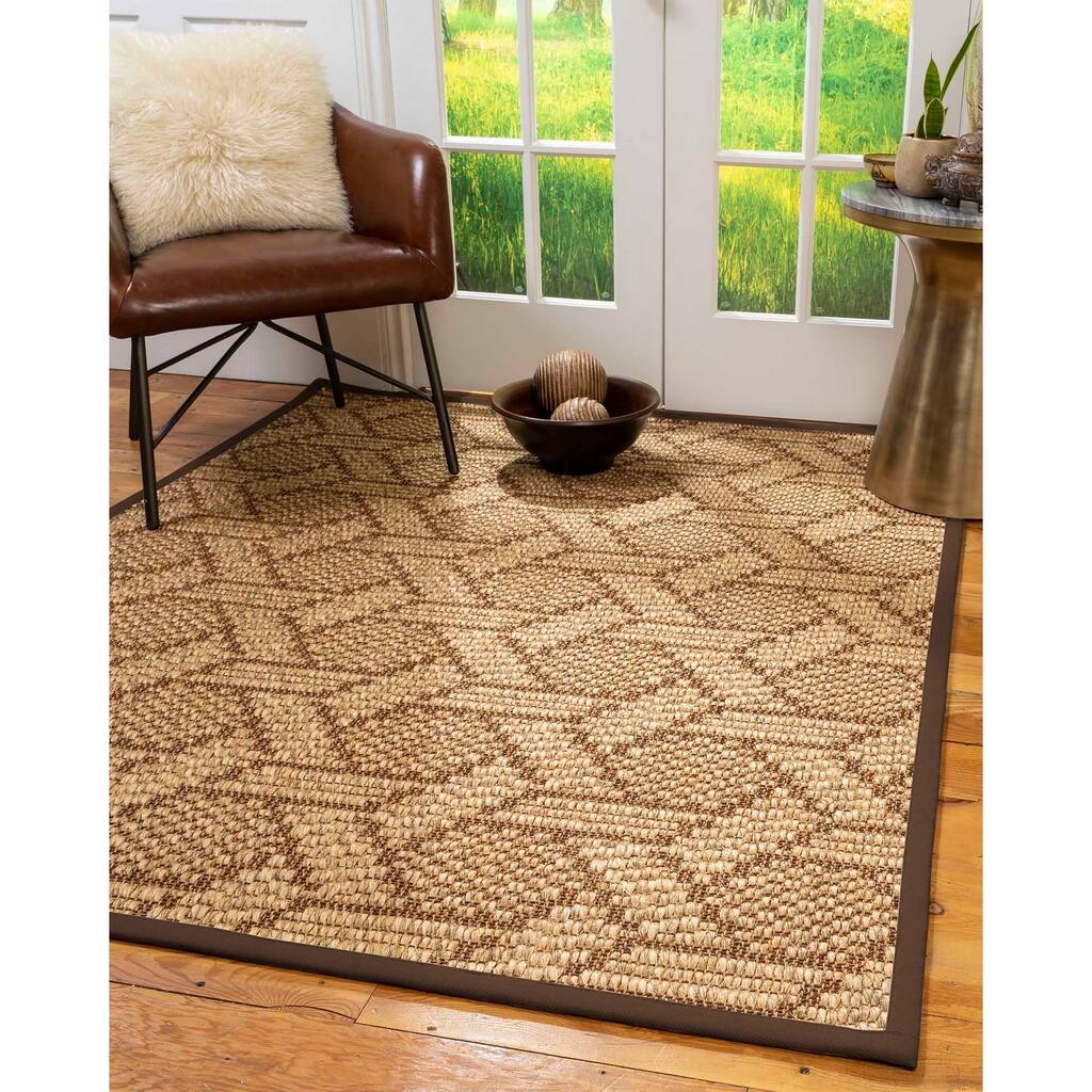 Natural Area Rugs 100%, Natural Fiber Handmade Chunky Seattle, Brown/Multi Sisal Rug, Fudge Border - 12' x 15'