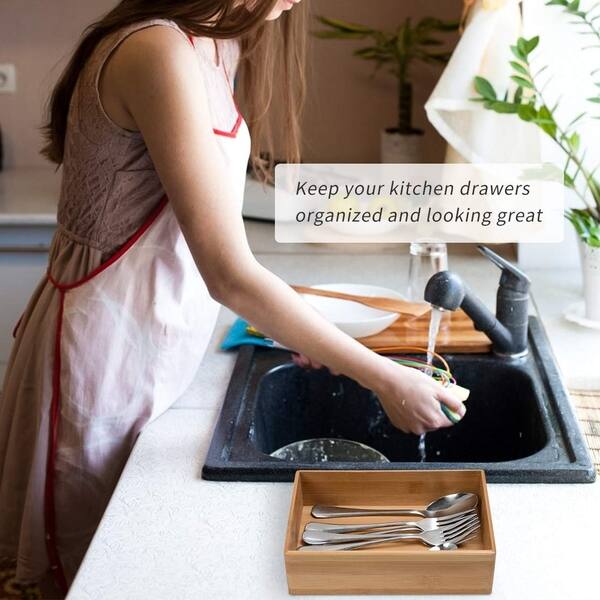 Shop Mosa Natural Bamboo Box Drawer Storage Utensil Jewelry