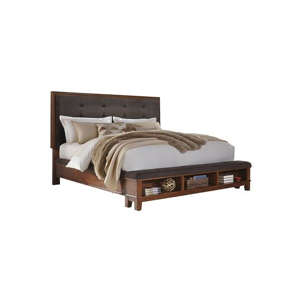 Ralene King California King Upholstered Storage Footboard Medium Brown Overstock 26426813