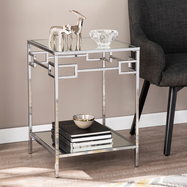 Silver Orchid Hinding Mirrored End Table