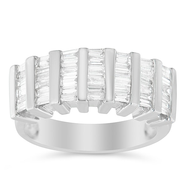 1/2 cttw, H-I Color, I2 Clarity Three-Row Sterling Silver Diamond Cocktail Ring