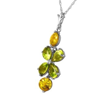Details about   0.87 CTW 14K Solid Rose gold fine Flower Stem Citrine Peridot Necklace 16-24"