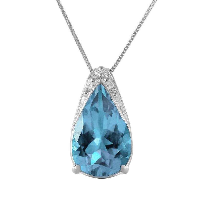 6 CTW 14K Solid White Gold Place to Stand Topaz Necklace