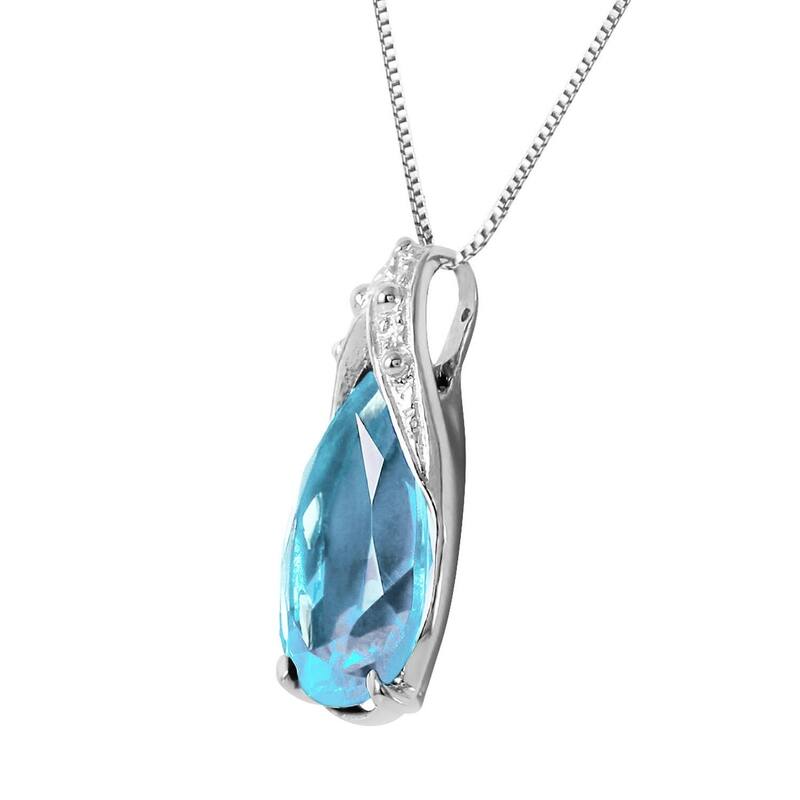 6 CTW 14K Solid White Gold Place to Stand Topaz Necklace