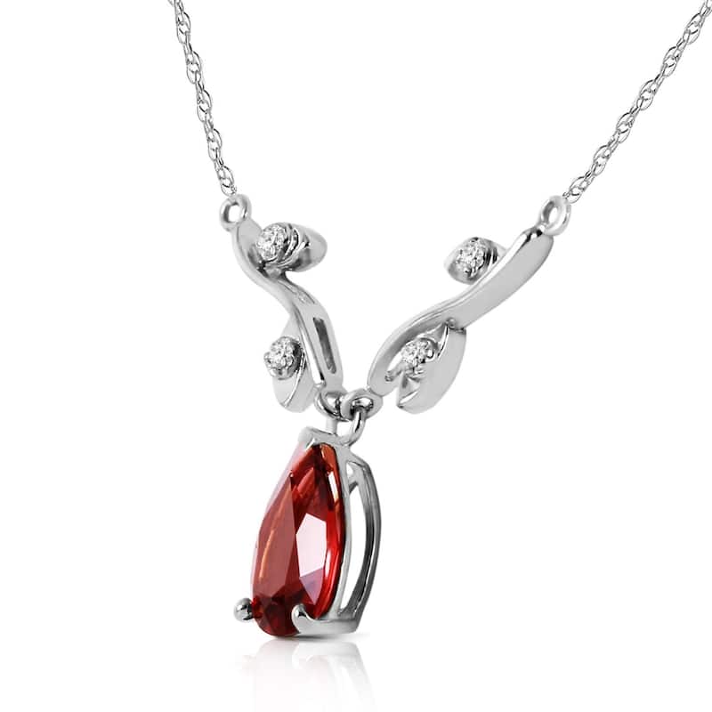 1.52 Carat 14K Solid White Gold Possibly Near Garnet Diamond Necklace