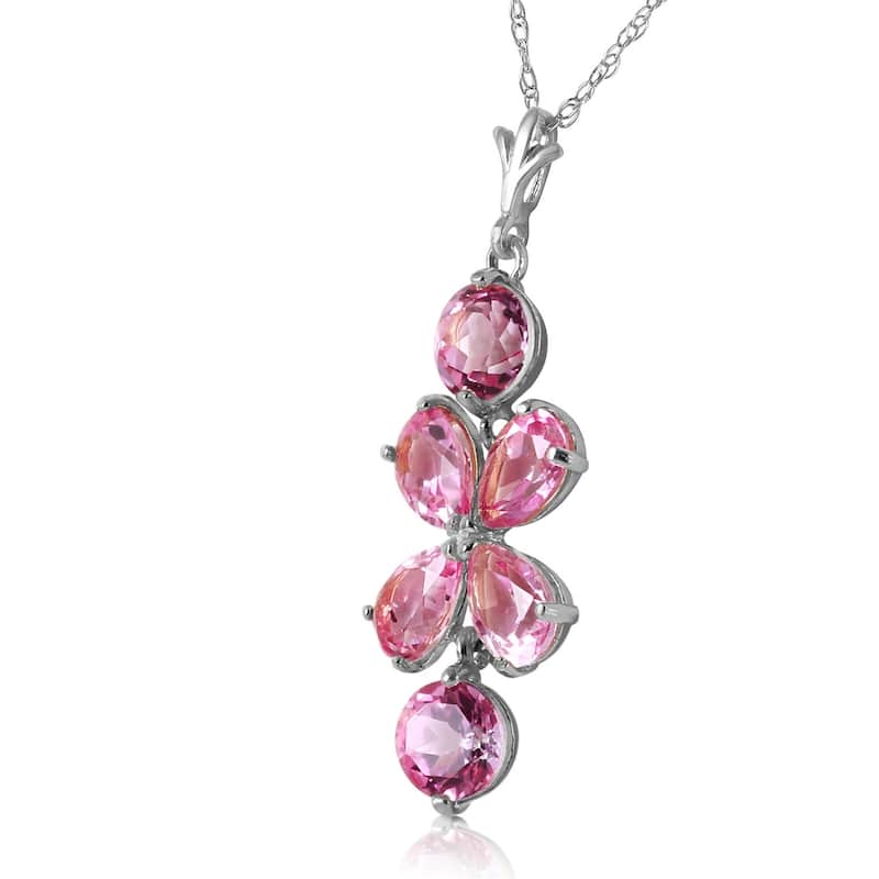 3.15 Carat 14K Solid White Gold Vivian Pink Topaz Necklace