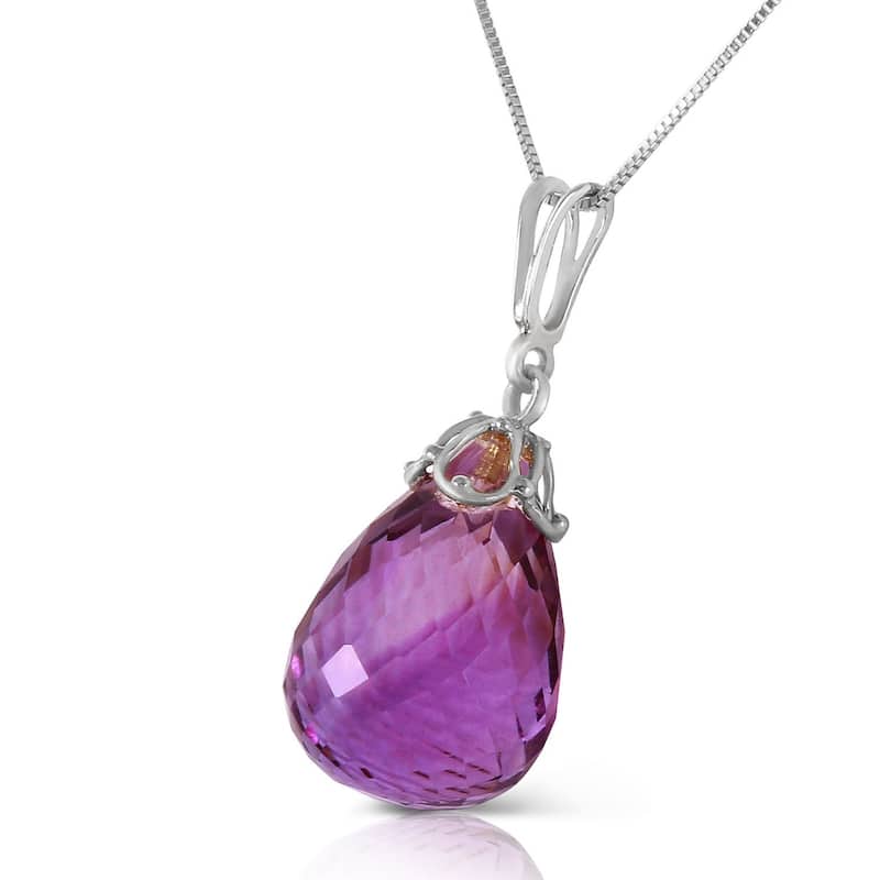7 CTW 14K Solid White Gold Utmost Tenderness Amethyst Necklace