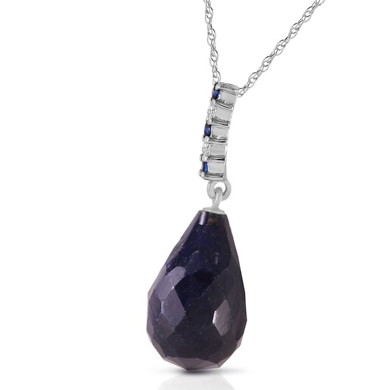 8.95 CTW 14K Solid White Gold Necklace Diamond Briolette Drop Sapphire