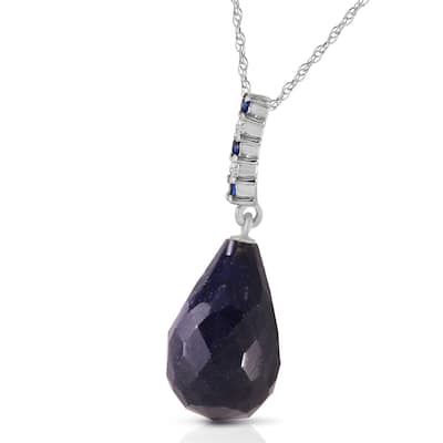 8.95 CTW 14K Solid White Gold Necklace Diamond Briolette Drop Sapphire