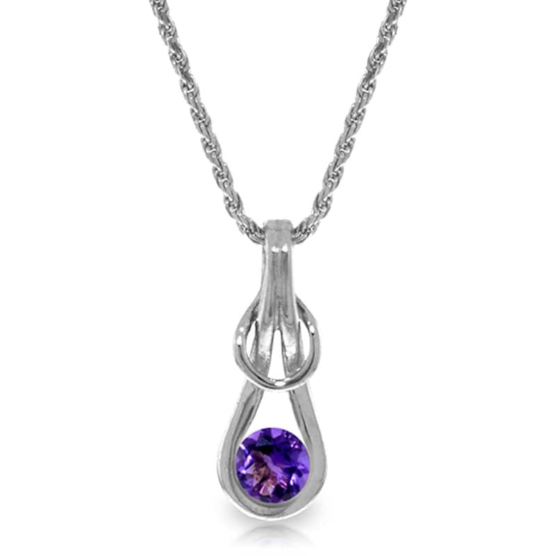 0.65 Carat 14K Solid White Gold Reach Your Dream Amethyst Necklace