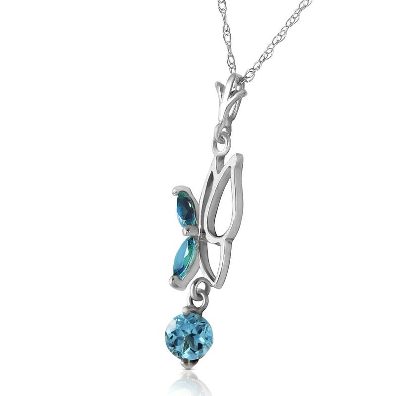 0.4 CTW 14K Solid Gold High And Mighty Blue Topaz Necklace