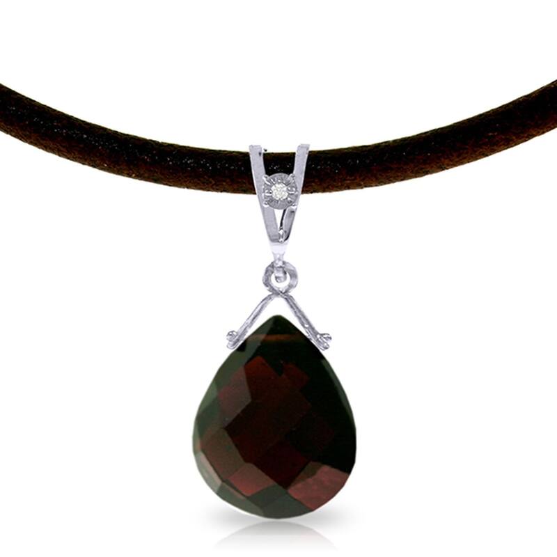 6.51 Carat 14K Solid White Gold Open Window Garnet Diamond Necklace