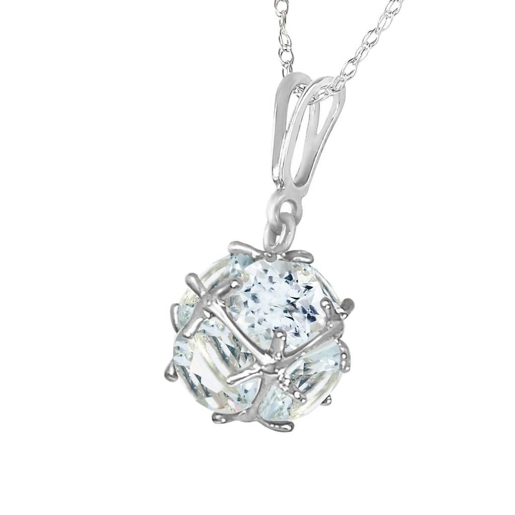 14K Solid White Gold Necklace with Natural Aquamarines