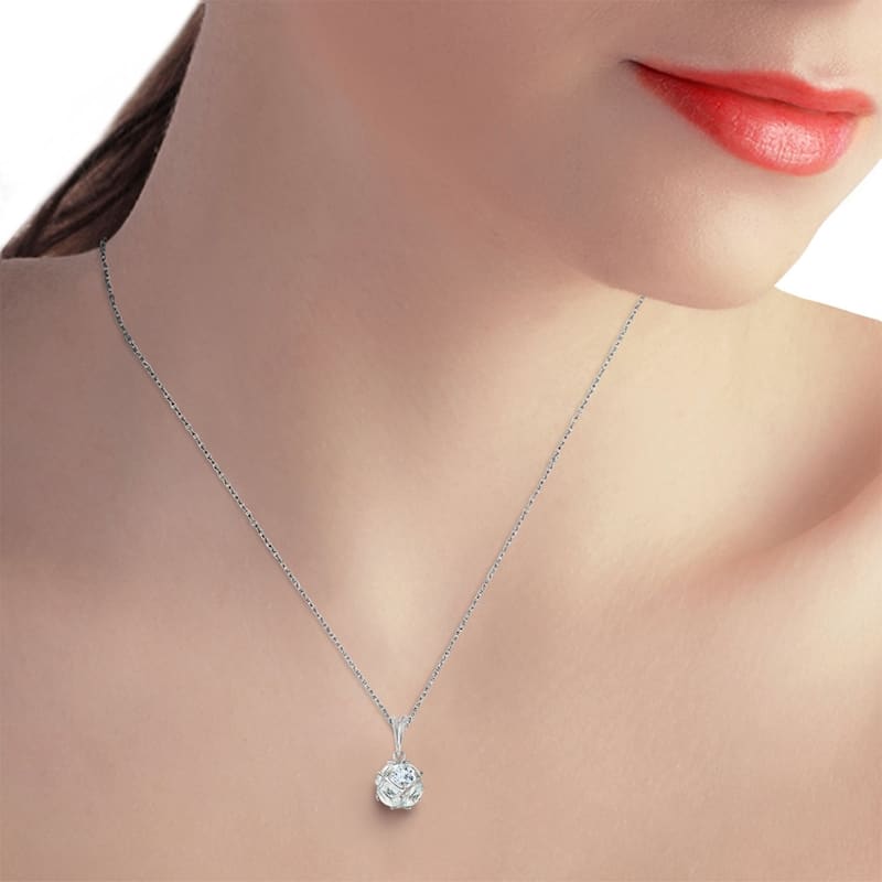 14K Solid White Gold Necklace with Natural Aquamarines