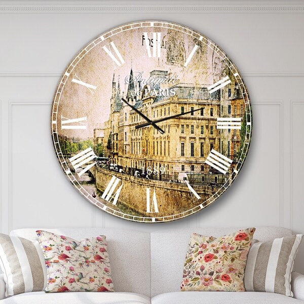Designart 'Old Parisian Cards' Abstract Wall CLock