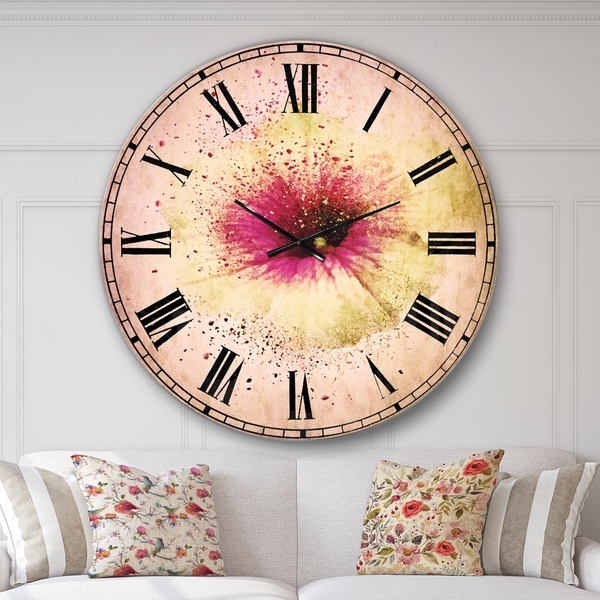 Designart 'Colorful Gentiana Alpina Watercolor' Floral Wall CLock