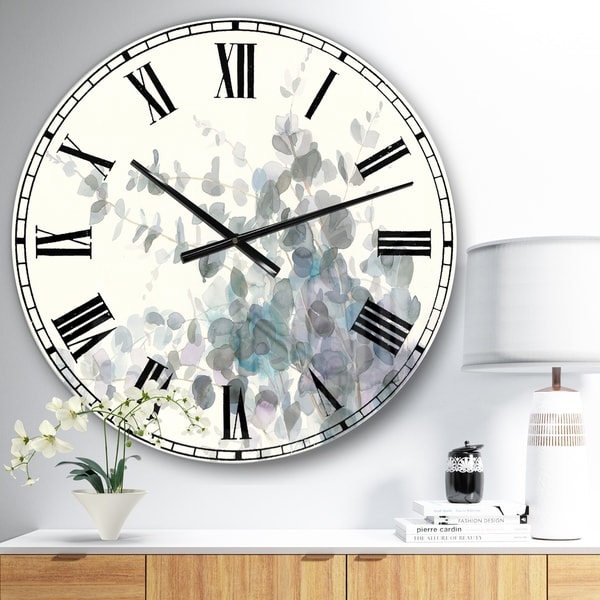 Designart 'Grey Watercolor Flower II' Traditional Wall CLock