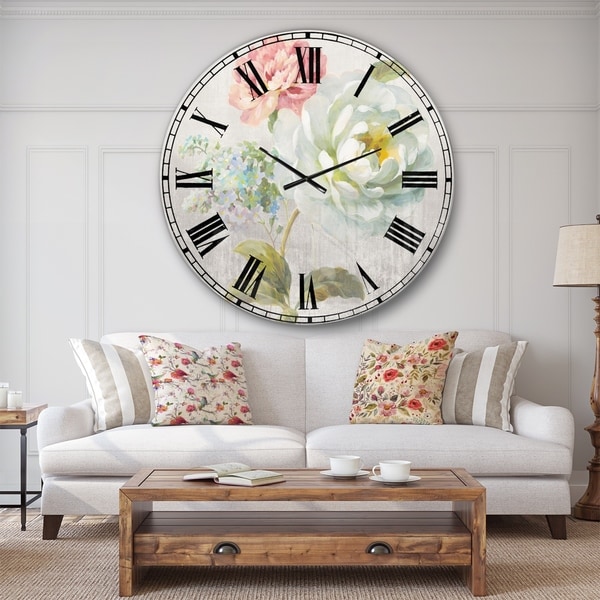 Designart 'Country Flower Bouquet' Cabin & Lodge Wall CLock
