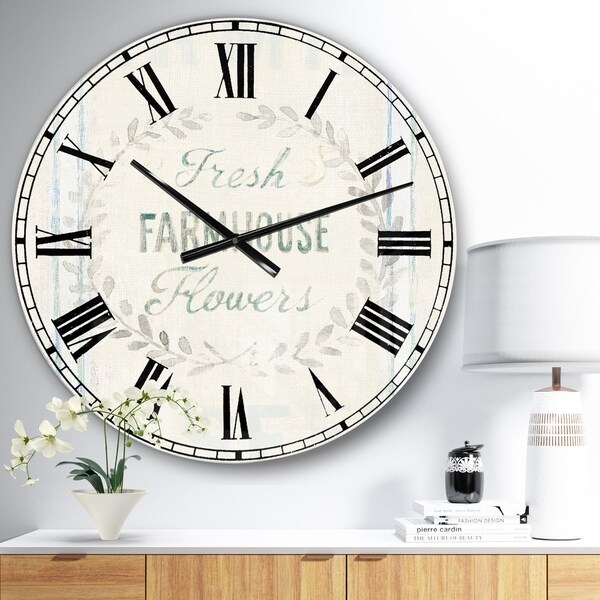 Designart 'Farmhouse Florals VIII' Farmhouse Oversized Wall CLock