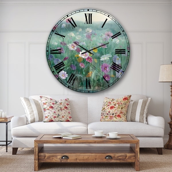 Designart 'Flower field' Floral Farmhouse Wall CLock