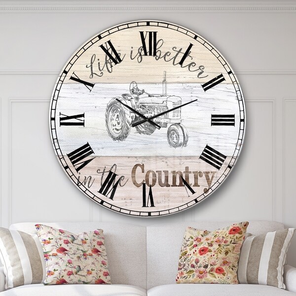 Designart 'Farmhouse Moment Tractors' Farmhouse Wall CLock