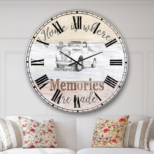 Designart 'Farmhouse Moment Truck' Farmhouse Large Wall CLock