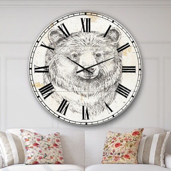 Designart 'Bear Wild and Beautiful IV' Wildlife Animal Large Wall CLock
