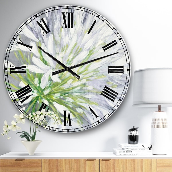 Designart 'Flower Cleome Splash II' Traditional Floral Oversized Wall CLock