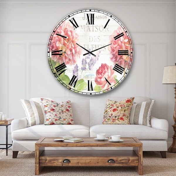 Designart 'Maison Des Fleurs II' Farmhouse Large Wall CLock