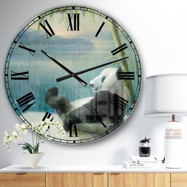 Designart 'Panda after a long day' Traditional Large Wall CLock