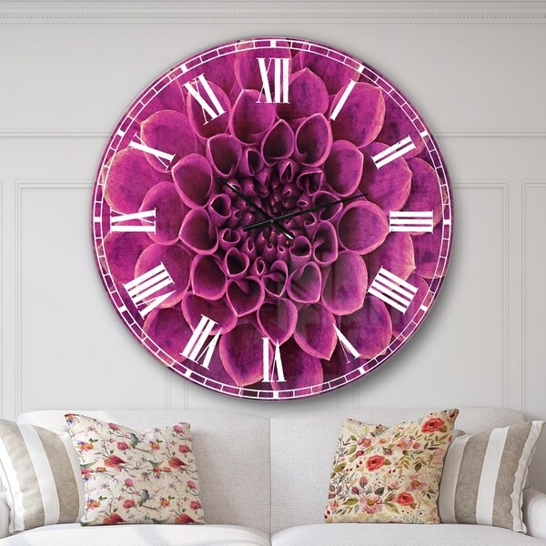 Designart 'Light Purple Abstract Flower Petals' Floral Large Wall CLock