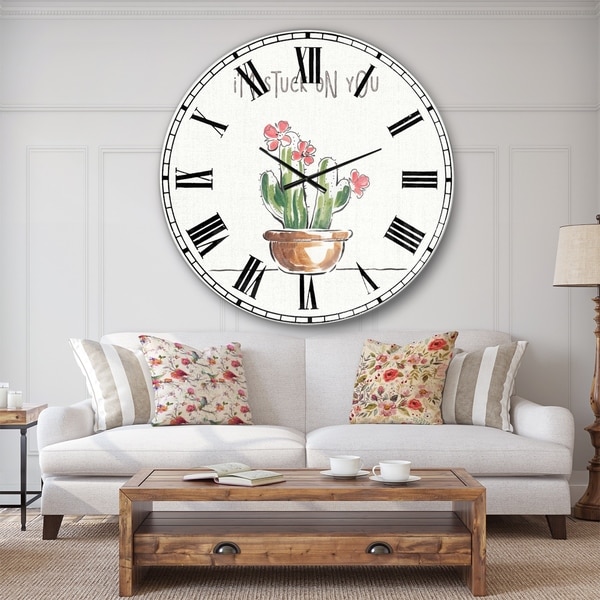 Designart 'Desert Botanical Bloom II' Cabin & Lodge Large Wall CLock