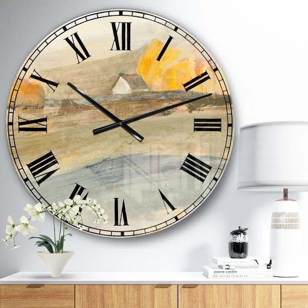 Designart 'Coming on Farmhouse Landscape' Traditional Large Wall CLock