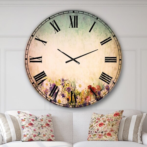 Shop Designart 'Soft Flowers in Spring Background' Floral Wall CLock ...