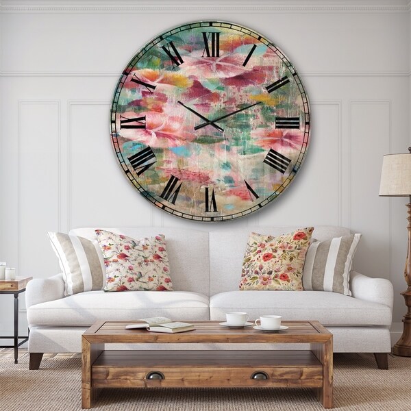 Designart 'Flower Shower III' Cabin & Lodge Large Wall CLock