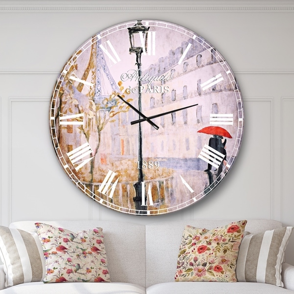Designart 'Love in Paris V' Romantic French Country Wall CLock