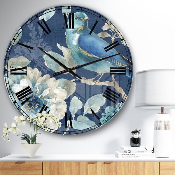 Designart 'Indigold Bird Cottage Family III' Farmhouse Large Wall CLock