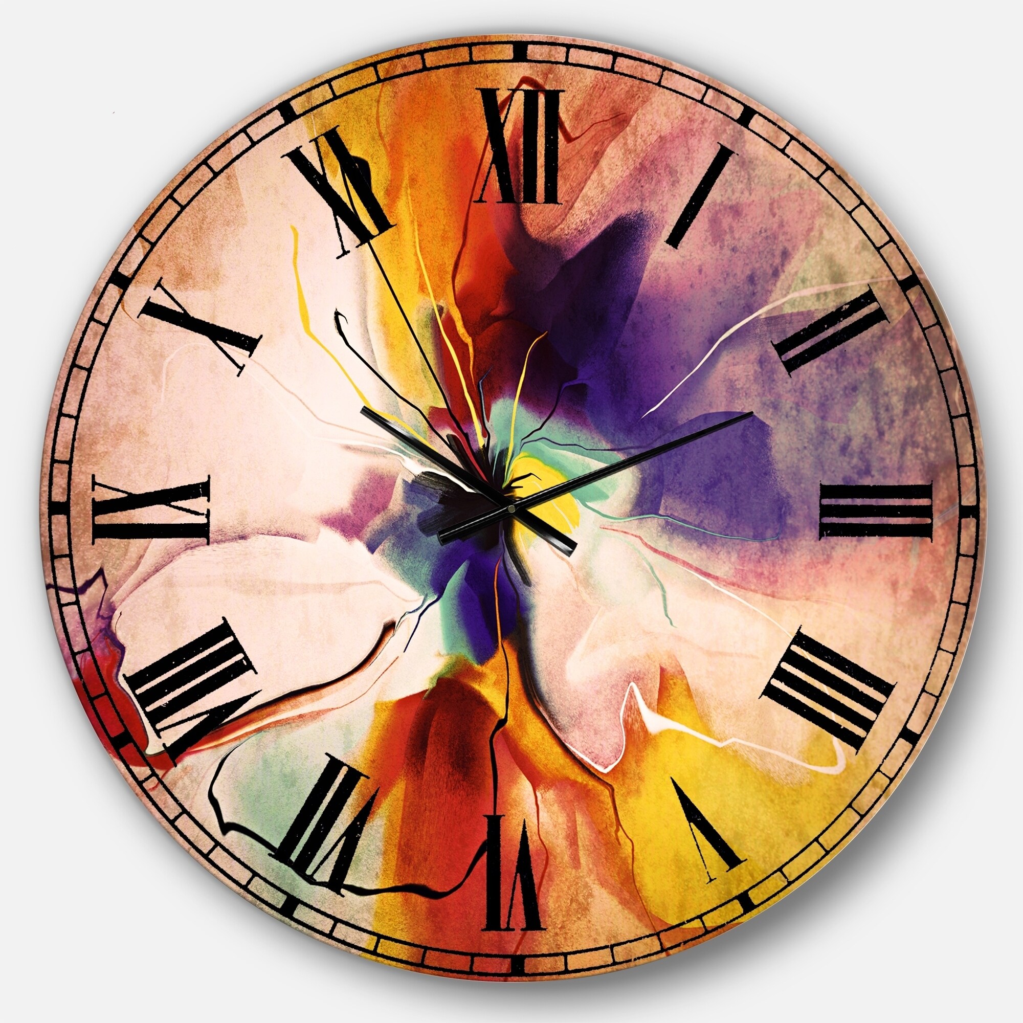Shop Designart Creative Flower In Multiple Colors Floral Wall Clock On Sale Overstock 26431406
