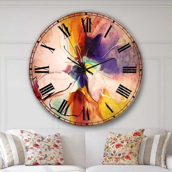 Designart 'Creative Flower in Multiple Colors' Floral Wall CLock