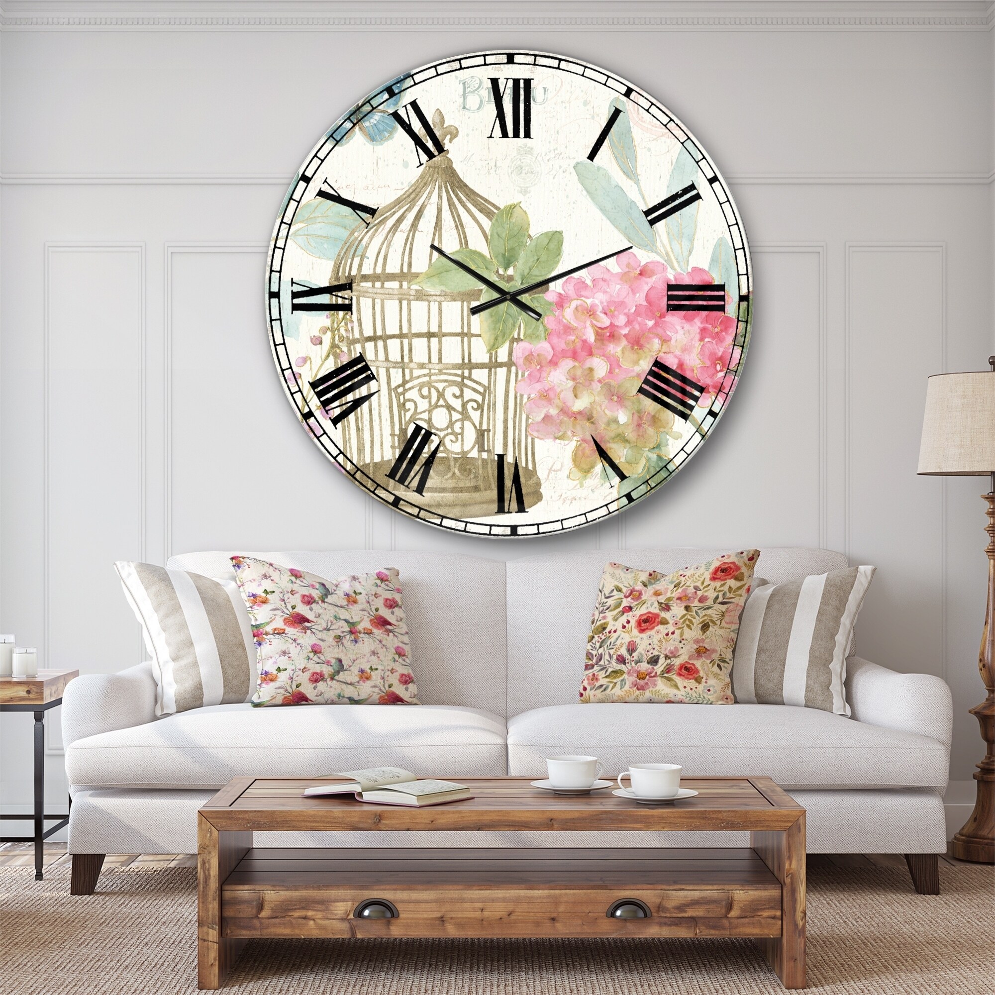 Shop Designart Vintage Floral Birdcage I Traditional Large Wall